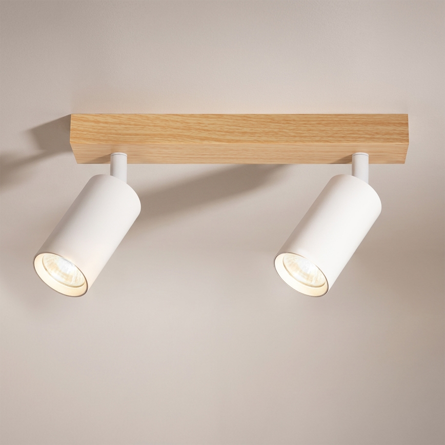 Brilagi - Bodové svietidlo SELE 2xGU10/30W/230V biela/dubový dekor