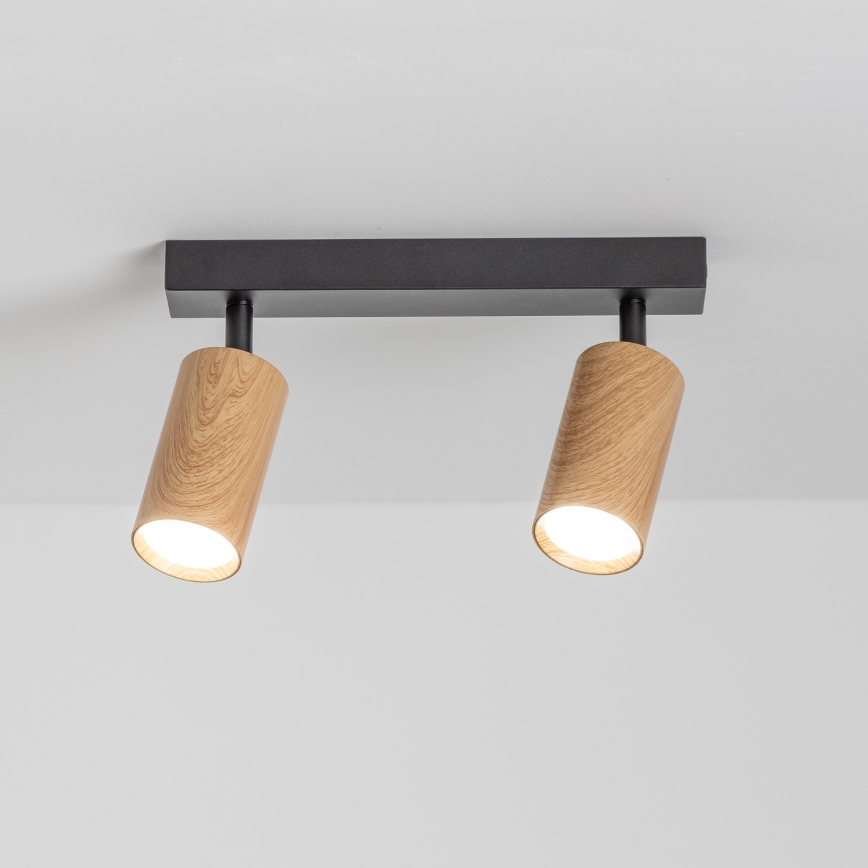 Brilagi - Bodové svietidlo SELE 2xGU10/30W/230V čierna/dekor duba
