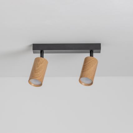 Brilagi - Bodové svietidlo SELE 2xGU10/30W/230V čierna/dekor duba