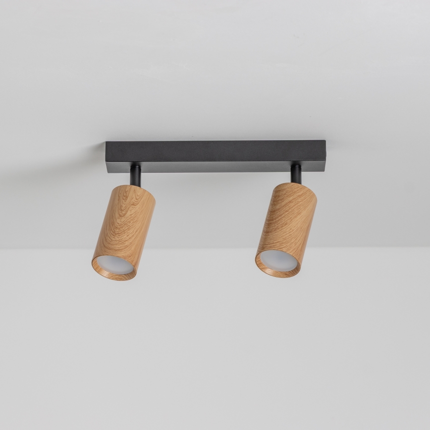 Brilagi - Bodové svietidlo SELE 2xGU10/30W/230V čierna/dekor duba