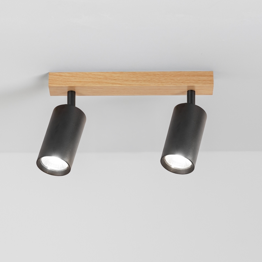 Brilagi - Bodové svietidlo SELE 2xGU10/30W/230V čierna/dubový dekor