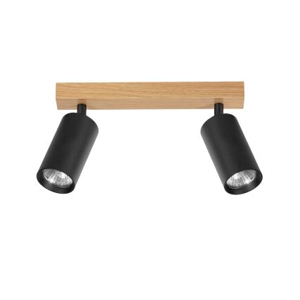 Brilagi - Bodové svietidlo SELE 2xGU10/30W/230V čierna/dubový dekor