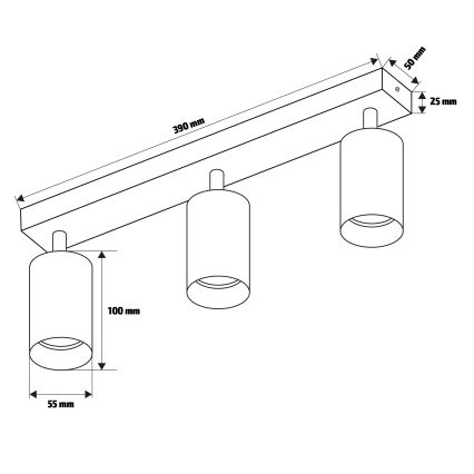 Brilagi - Bodové svietidlo SELE 3xGU10/30W/230V čierna/zlatá