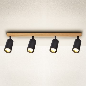 Brilagi - Bodové svietidlo SELE 4xGU10/30W/230V čierna/dubový dekor