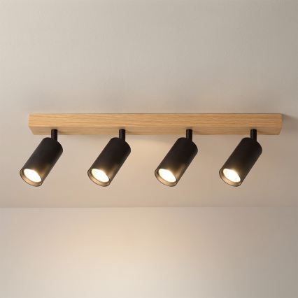 Brilagi - Bodové svietidlo SELE 4xGU10/30W/230V čierna/dubový dekor