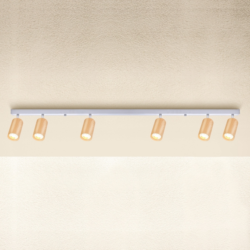 Brilagi - Bodové svietidlo SELE 6xGU10/30W/230V biela/dekor duba