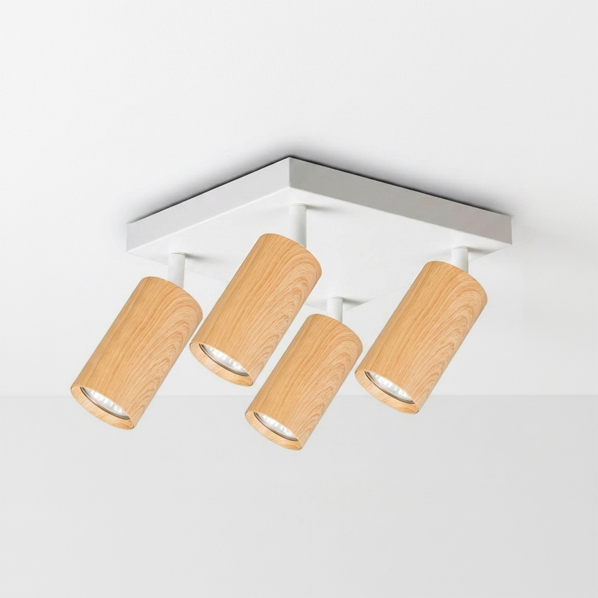 Brilagi - Bodové svietidlo SELE SQUARE 4xGU10/30W/230V biela/dubový dekor