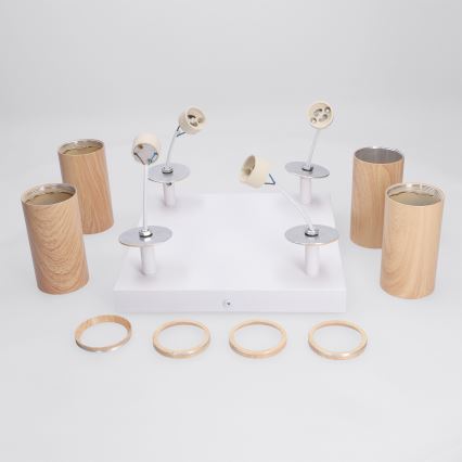 BRILAGI - Bodové svietidlo SELE SQUARE 4xGU10/30W/230V biela/dubový dekor