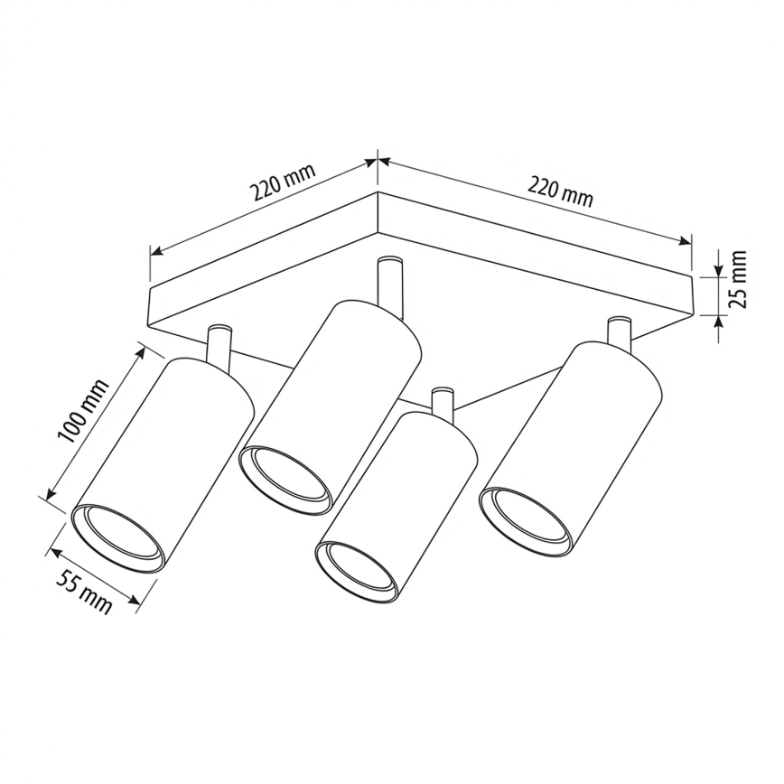 Brilagi - Bodové svietidlo SELE SQUARE 4xGU10/30W/230V čierna/dubový dekor