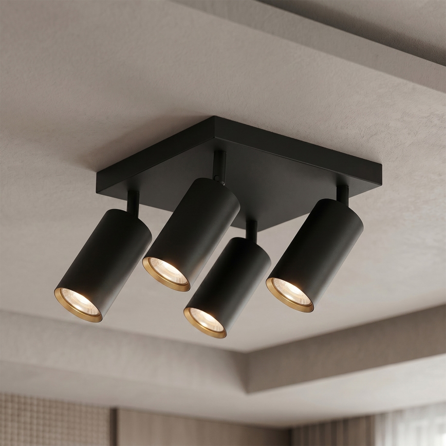 Brilagi - Bodové svietidlo SELE SQUARE 4xGU10/30W/230V čierna/zlatá