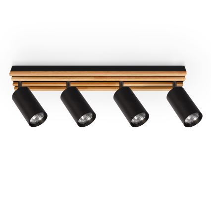 Brilagi - Bodové svietidlo SELE WOOD 4xGU10/30W/230V čierna/drevo