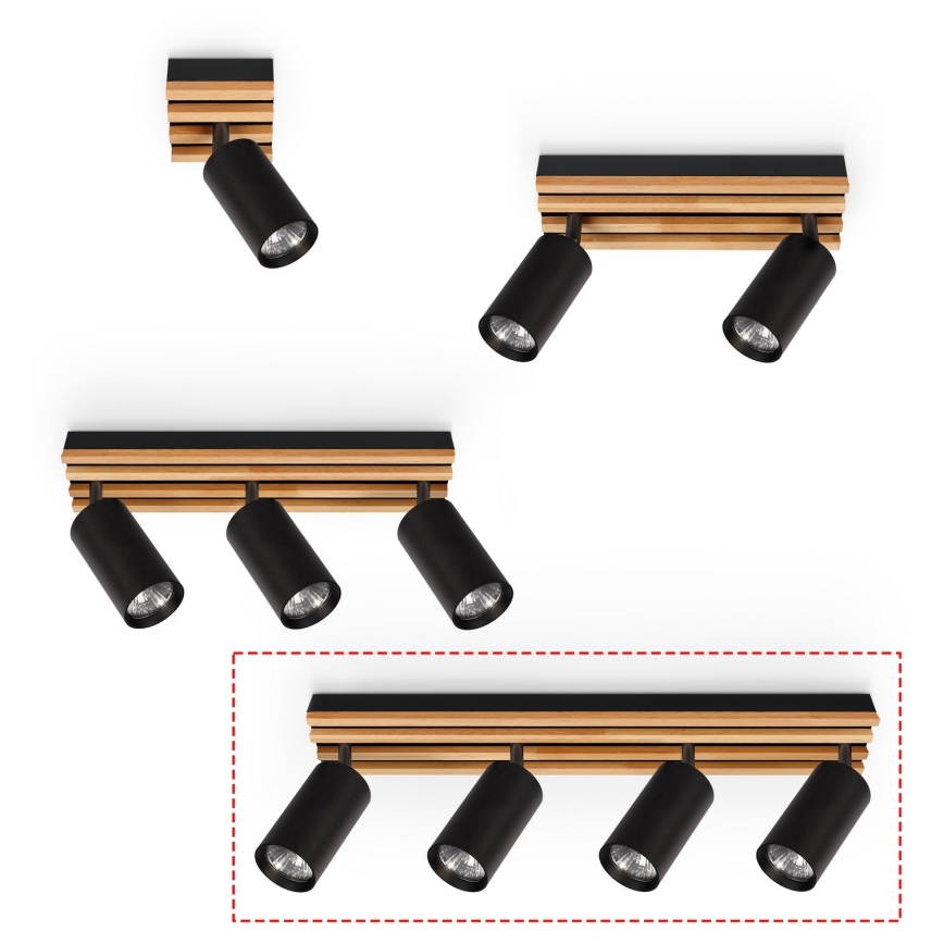 Brilagi - Bodové svietidlo SELE WOOD 4xGU10/30W/230V čierna/drevo