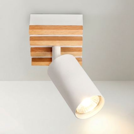Brilagi - Bodové svietidlo SELE WOOD ACOUSTIC 1xGU10/30W/230V biela/drevo
