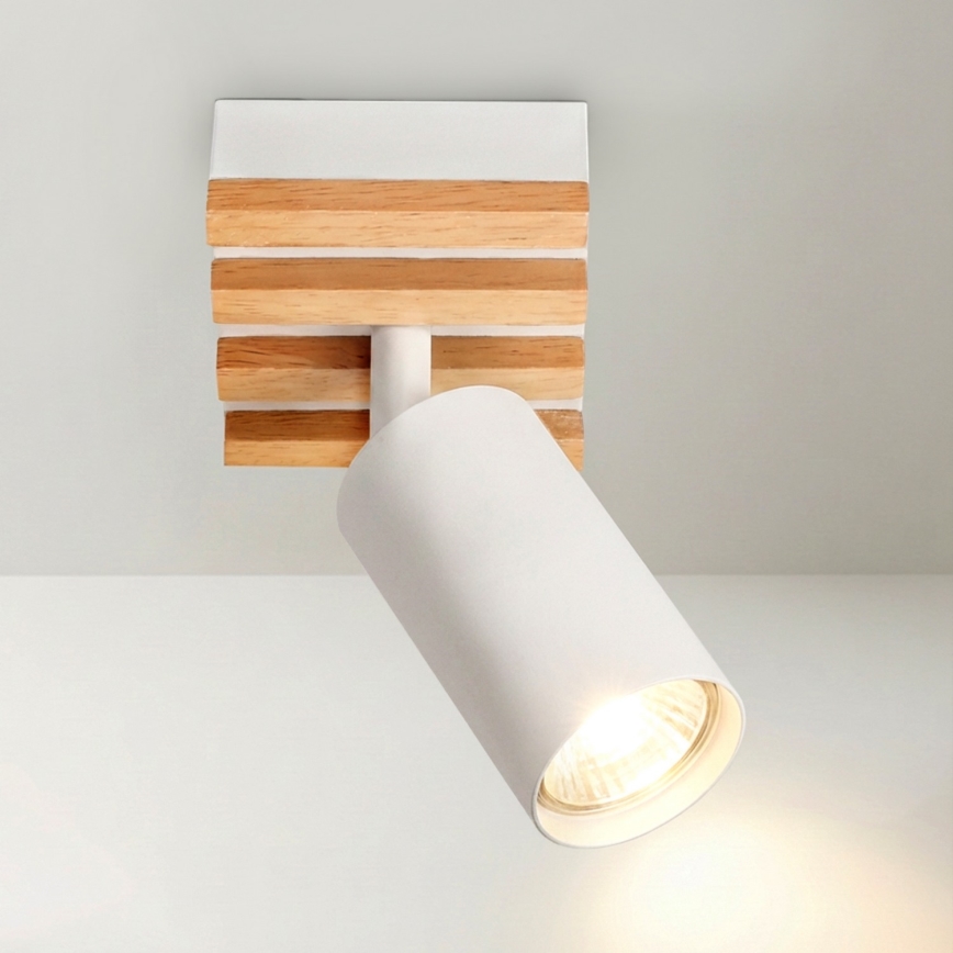 Brilagi - Bodové svietidlo SELE WOOD ACOUSTIC 1xGU10/30W/230V biela/drevo
