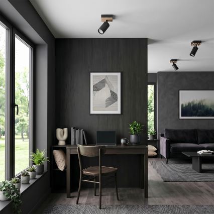 Brilagi - Bodové svietidlo SELE WOOD ACOUSTIC 1xGU10/30W/230V čierne/drevo