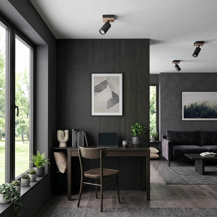 Brilagi - Bodové svietidlo SELE WOOD ACOUSTIC 1xGU10/30W/230V čierne/drevo