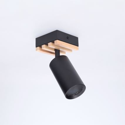 Brilagi - Bodové svietidlo SELE WOOD ACOUSTIC 1xGU10/30W/230V čierne/drevo