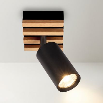 Brilagi - Bodové svietidlo SELE WOOD ACOUSTIC 1xGU10/30W/230V čierne/drevo