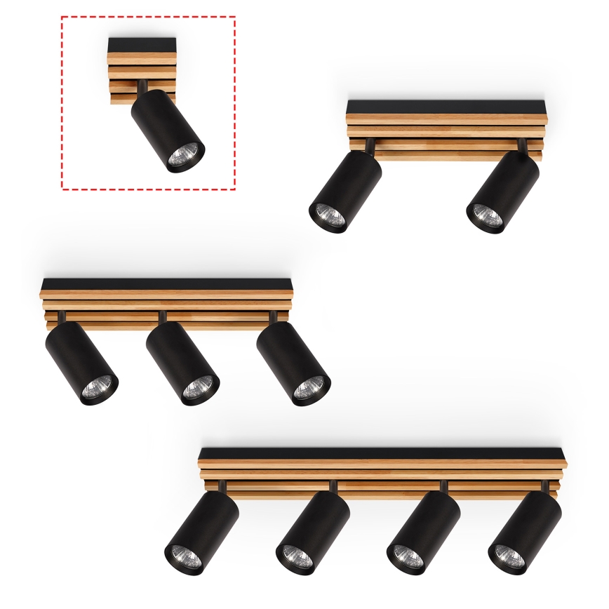 Brilagi - Bodové svietidlo SELE WOOD ACOUSTIC 1xGU10/30W/230V čierne/drevo