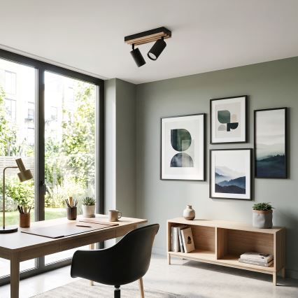 Brilagi - Bodové svietidlo SELE WOOD ACOUSTIC 2xGU10/30W/230V čierna/drevo