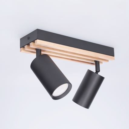 Brilagi - Bodové svietidlo SELE WOOD ACOUSTIC 2xGU10/30W/230V čierna/drevo