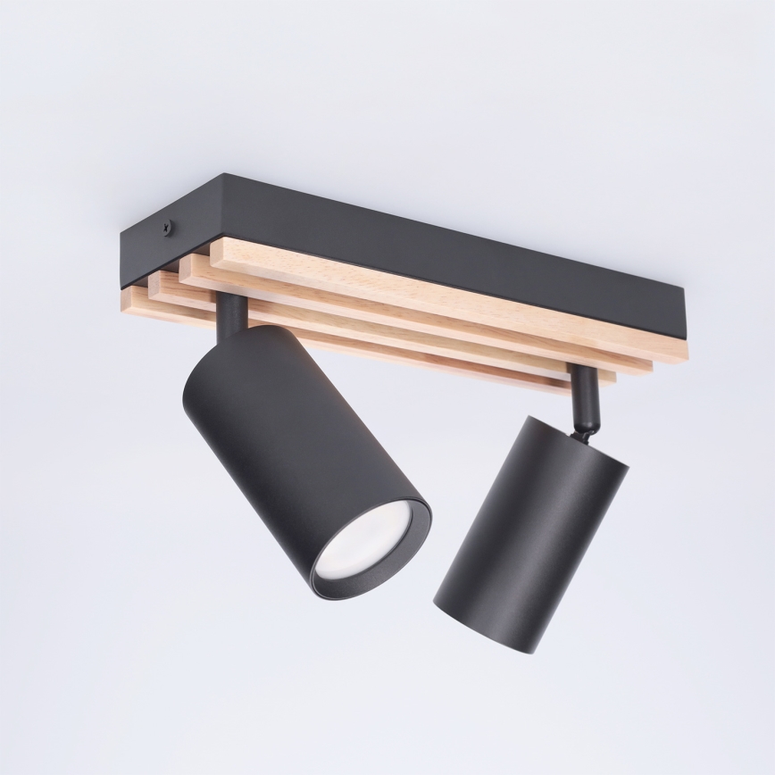 Brilagi - Bodové svietidlo SELE WOOD ACOUSTIC 2xGU10/30W/230V čierna/drevo