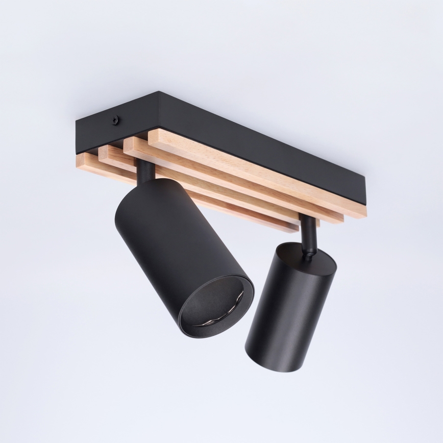 Brilagi - Bodové svietidlo SELE WOOD ACOUSTIC 2xGU10/30W/230V čierna/drevo