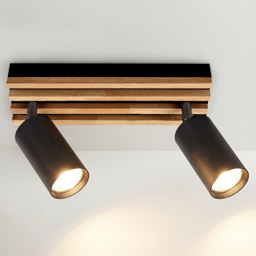 Brilagi - Bodové svietidlo SELE WOOD ACOUSTIC 2xGU10/30W/230V čierna/drevo