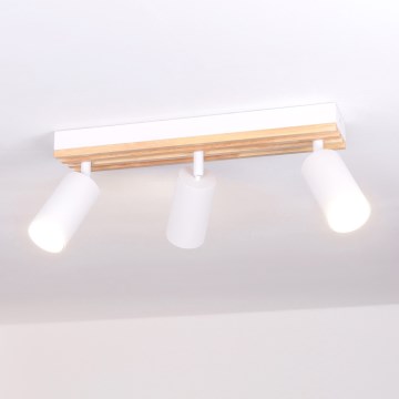 Brilagi - Bodové svietidlo SELE WOOD ACOUSTIC 3xGU10/30W/230V biela/drevo