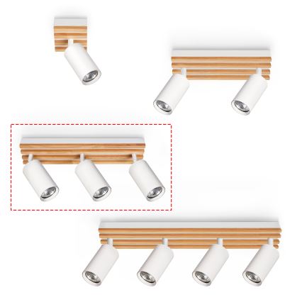 BRILAGI - Bodové svietidlo SELE WOOD ACOUSTIC 3xGU10/30W/230V biela/drevo