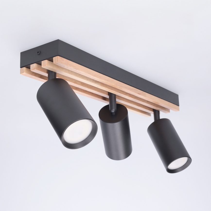 Brilagi - Bodové svietidlo SELE WOOD ACOUSTIC 3xGU10/30W/230V čierna/drevo