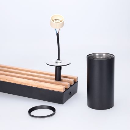 Brilagi - Bodové svietidlo SELE WOOD ACOUSTIC 3xGU10/30W/230V čierna/drevo
