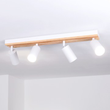 Brilagi - Bodové svietidlo SELE WOOD ACOUSTIC 4xGU10/30W/230V biela/drevo