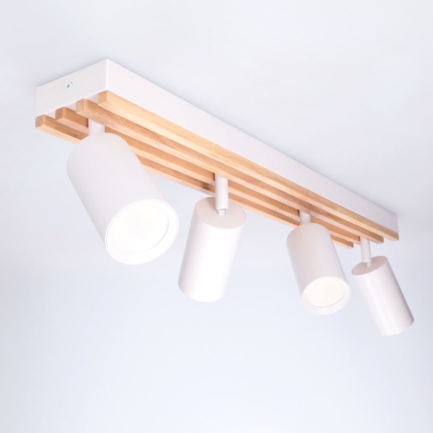 Brilagi - Bodové svietidlo SELE WOOD ACOUSTIC 4xGU10/30W/230V biela/drevo