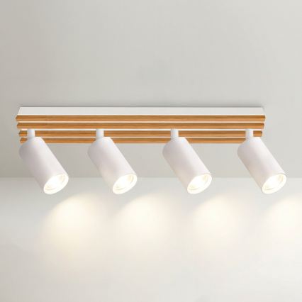 Brilagi - Bodové svietidlo SELE WOOD ACOUSTIC 4xGU10/30W/230V biela/drevo