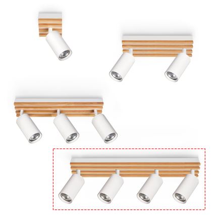 Brilagi - Bodové svietidlo SELE WOOD ACOUSTIC 4xGU10/30W/230V biela/drevo