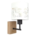 BRILAGI - Detská nástenná lampa BOBO WOOD 1xE27/25W/230V dub/čierna/biela/jednorožce