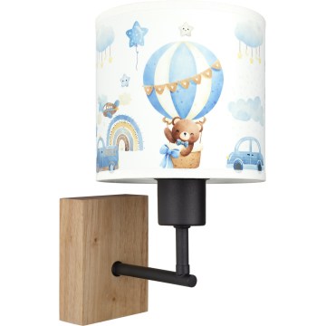 BRILAGI - Detská nástenná lampa BOBO WOOD 1xE27/25W/230V dub/čierna/biela/modrá/medvedíky