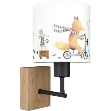 BRILAGI - Detská nástenná lampa BOBO WOOD 1xE27/25W/230V dub/čierna/biela/zvieratká