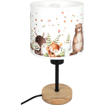 BRILAGI - Detská stolná lampa BOBO WOOD 1xE27/25W/230V dub/čierna/biela/zvieratká