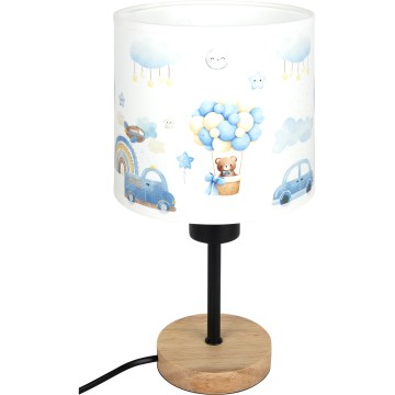 BRILAGI - Detská stolová lampa BOBO WOOD 1xE27/25W/230V dub/čierna/biela/modrá/medvedíky