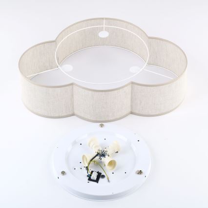 Brilagi - Detské stropné svietidlo NIMBUS LINEN 4xE27/15W/230V 46x63 cm béžové