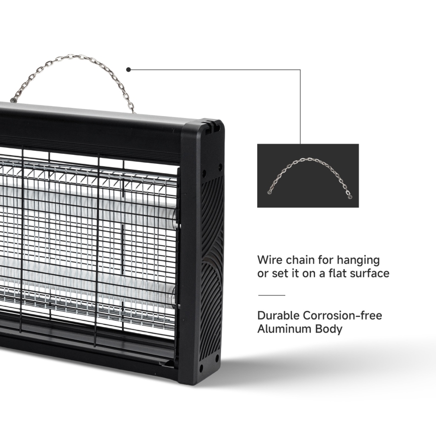 Brilagi - Elektrický lapač hmyzu 2xUV/10W/230V 60 m2 čierna