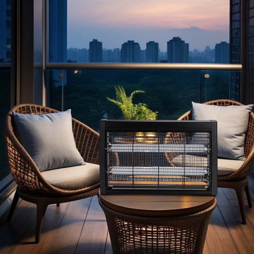 Brilagi - Elektrický lapač hmyzu 2xUV/18W/230V, do 100 m², čierny