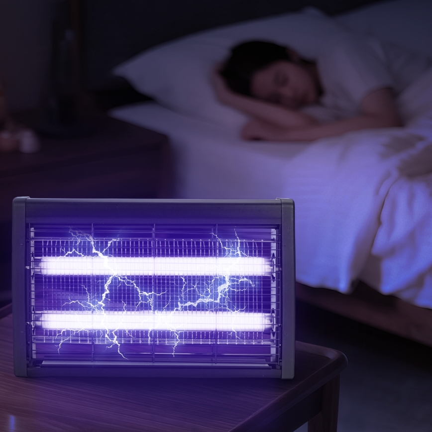 Brilagi - Elektrický lapač hmyzu 2xUV/18W/230V, do 100 m², čierny