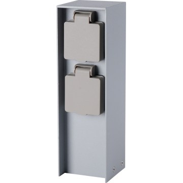 Brilagi - Exteriérový zásuvkový stĺpik PILLAR 2Z SCHUKO 230V IP44 strieborný