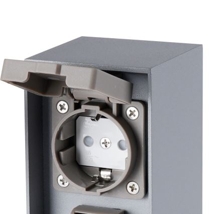 Brilagi - Exteriérový zásuvkový stĺpik PILLAR 2Z SCHUKO 230V IP44 strieborný