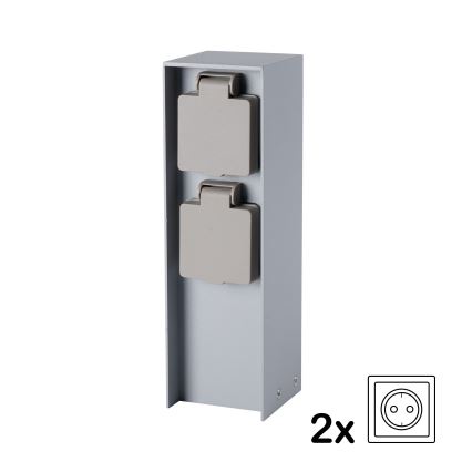 Brilagi - Exteriérový zásuvkový stĺpik PILLAR 2Z SCHUKO 230V IP44 strieborný