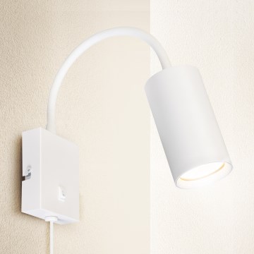 BRILAGI - Flexibilná nástenná lampa s vypínačom SELE 1xGU10/30W/230V biela
