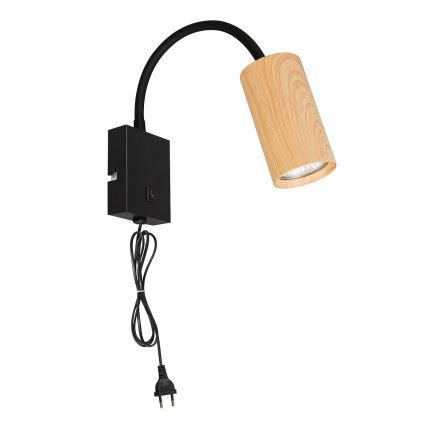 BRILAGI - Flexibilná nástenná lampa s vypínačom SELE 1xGU10/30W/230V čierna/dubový dekor